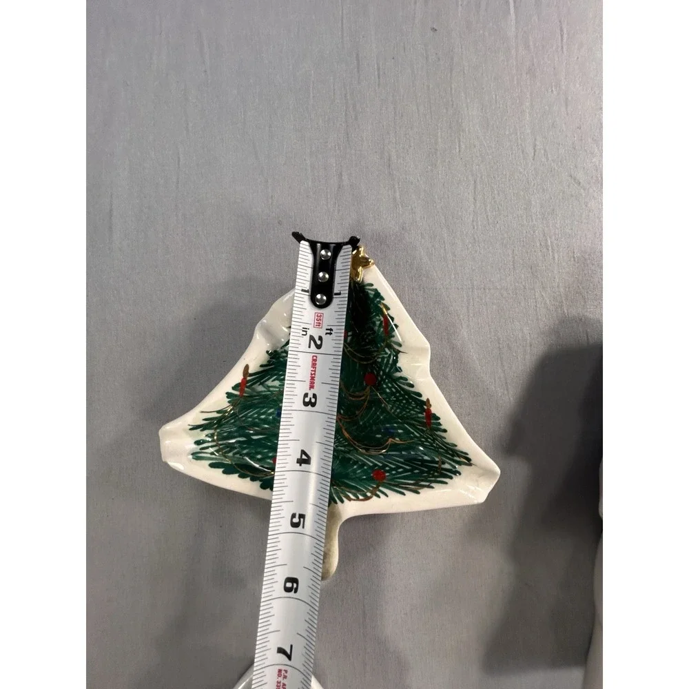 VTG Hand Painted Christmas Trees Italy Numbered each Have Wear Or Chip See Pics‎